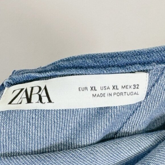 Zara  Denim Balloon Sleeve Heart Shaped Neckline Mini Dress - Picture 10 of 16